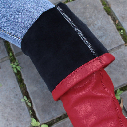 EB | Damen Über Kniefallstiefel Spitz Schuh Hoher Stiletto