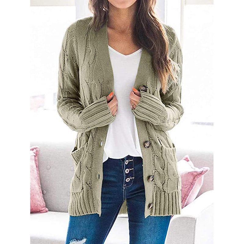 Damen Langarm-Strickjacke mit verspieltem Zopfmuster EB