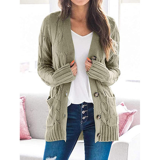Damen Langarm-Strickjacke mit verspieltem Zopfmuster EB