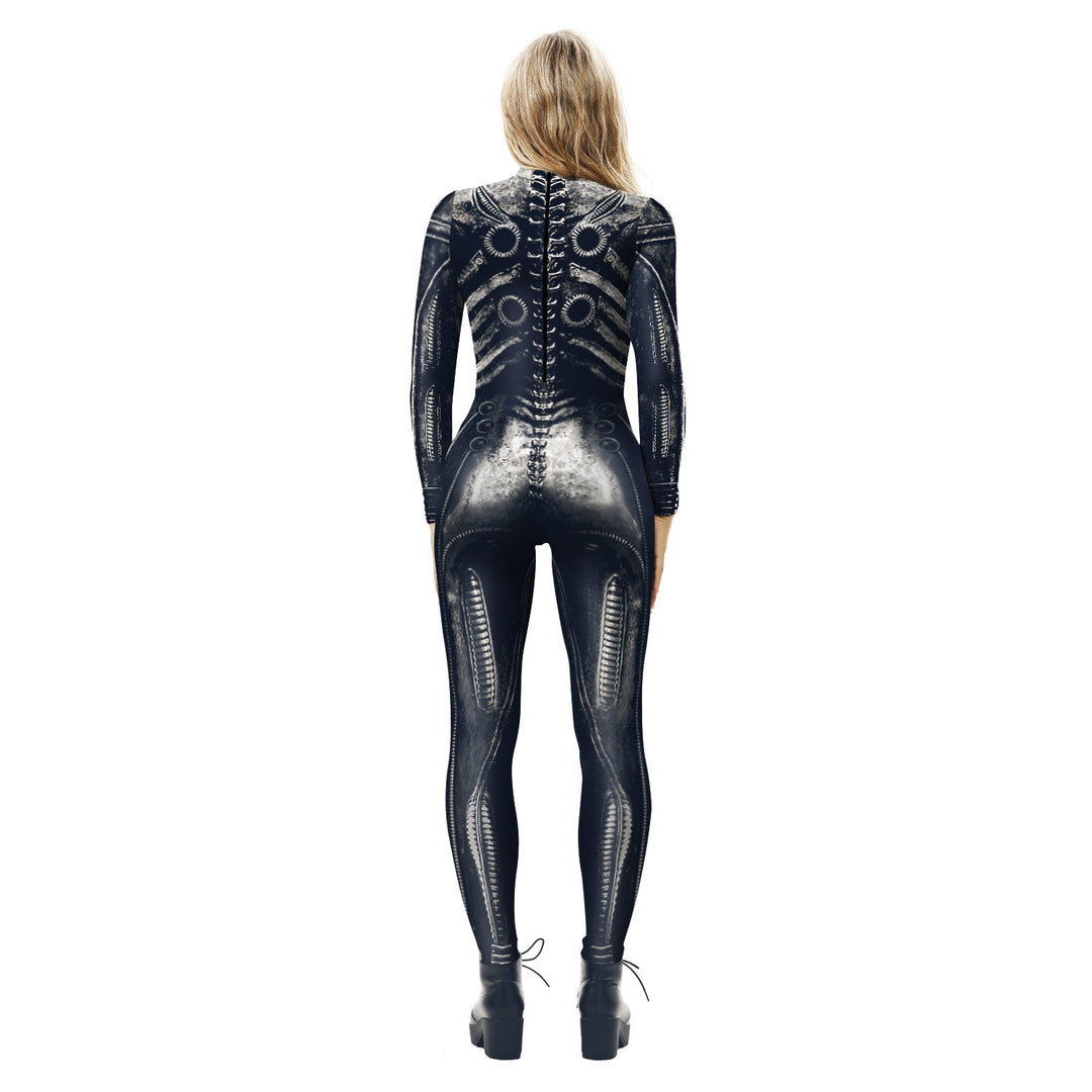 Damen Ganzkörperanzug mit einzigartigem Skelettdesign und hohem Tragekomfort Heidi-Mode