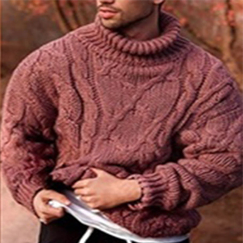 EB | Sweater Hoher Kragen Wolle Übergröße Passform Kabelstrick Design