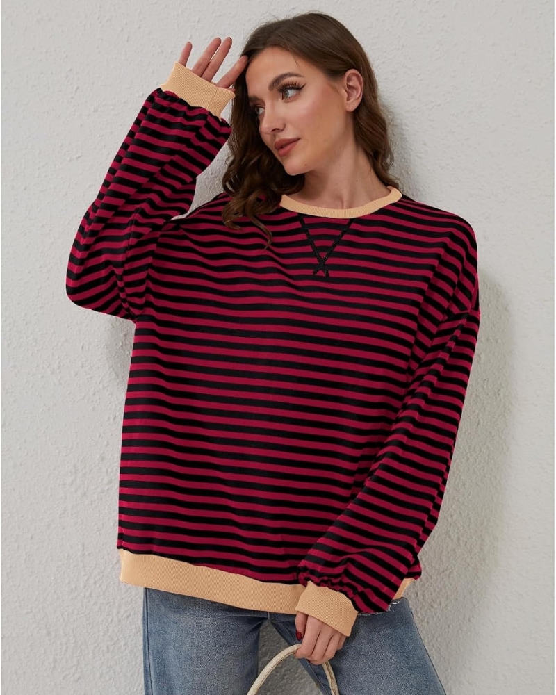 EB | Übergrößen Streifen Langarm Sweatshirt