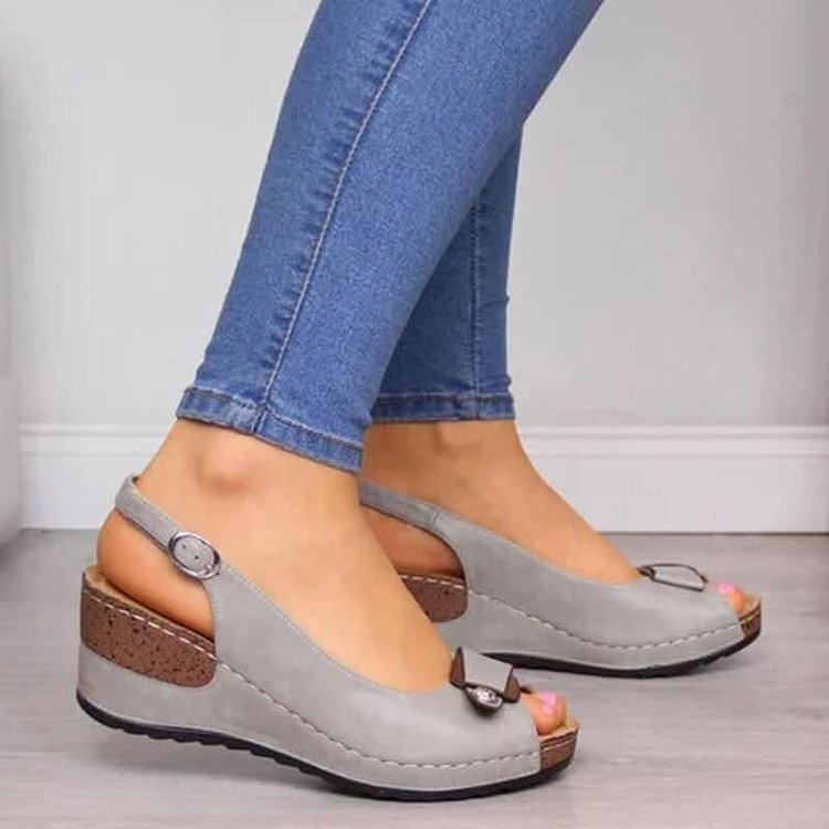 Damen Keil-Pantolette mit modischem Schleifendetail EB