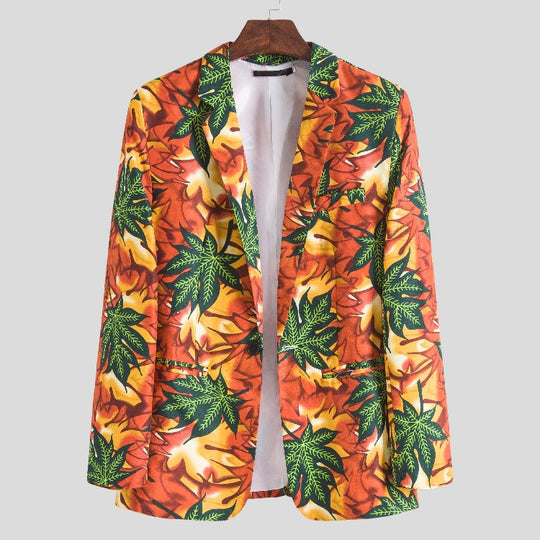 Damen Blazer im tropischen Blätterdesign EB