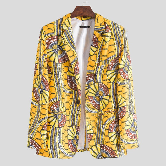 Damen Blazer mit auffälligem afrikanischen Muster und modernem Schnitt EB