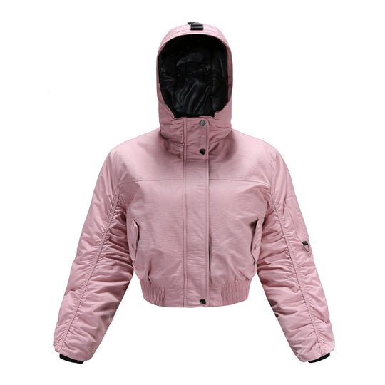 Damen cropped Outdoor-Jacke mit verstellbarem Kapuzenkragen und elastischen Bündchen EB