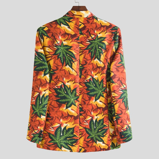 Damen Blazer im tropischen Blätterdesign EB