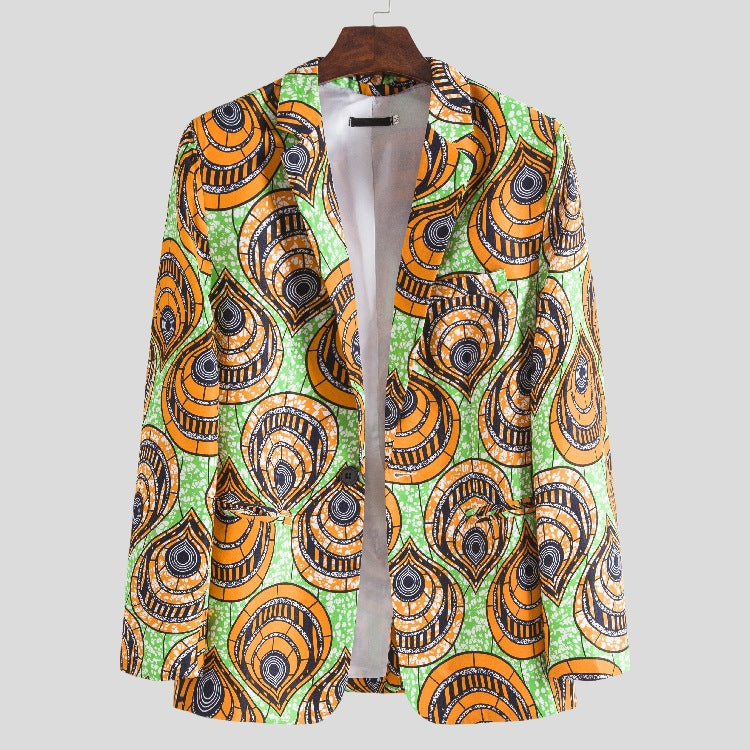 Damen Blazer mit auffälligem afrikanischen Muster und modernem Schnitt EB