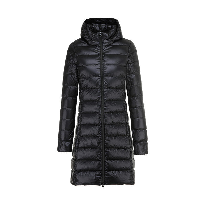 EB | Lange Damen Daunenjacke Mit Abnehmbarem Kapuzen