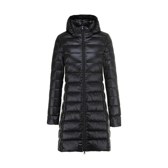 EB | Lange Damen Daunenjacke Mit Abnehmbarem Kapuzen