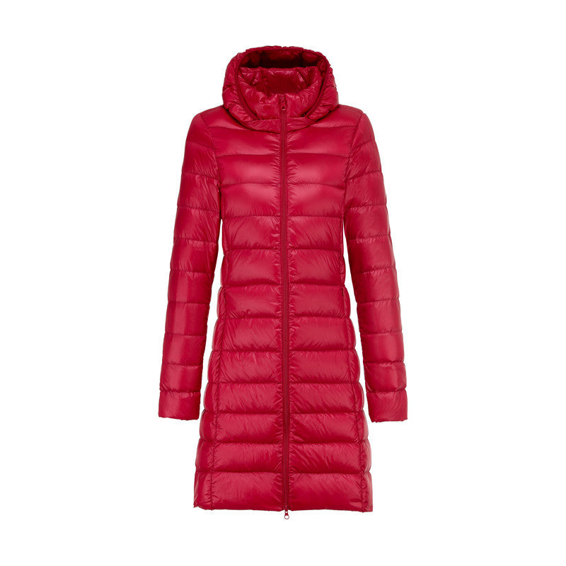 EB | Lange Leicht Gepolsterte Jacke mit Abnehmbarem Kapuze für Frauen Ideal für Den Winter