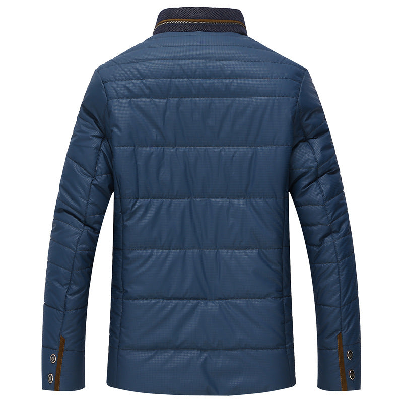Herren gesteppte Thermo-Steppjacke mit Kunstleder-Schulterpasse und Teddykragen EB