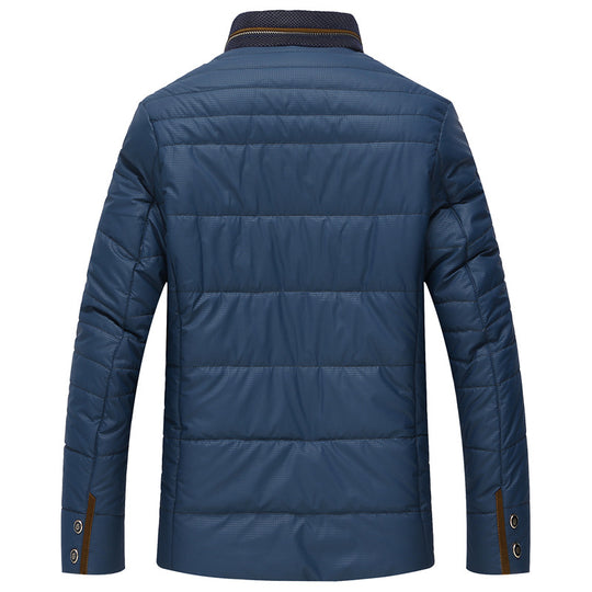 Herren gesteppte Thermo-Steppjacke mit Kunstleder-Schulterpasse und Teddykragen EB