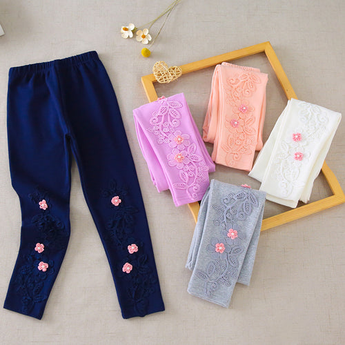 Mädchen Leggings mit floralen Stickereien EB