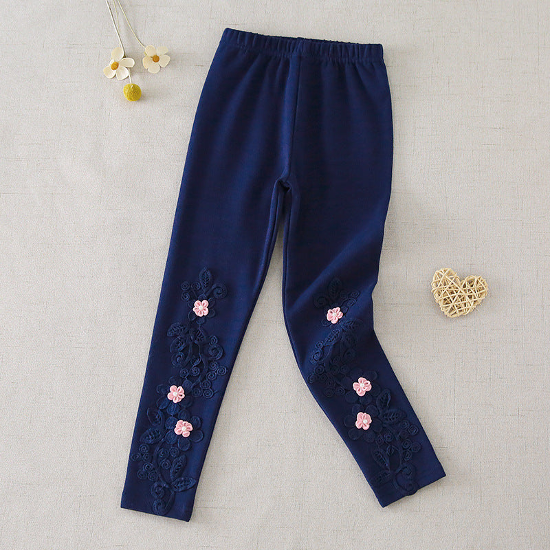 Mädchen Leggings mit floralen Stickereien EB