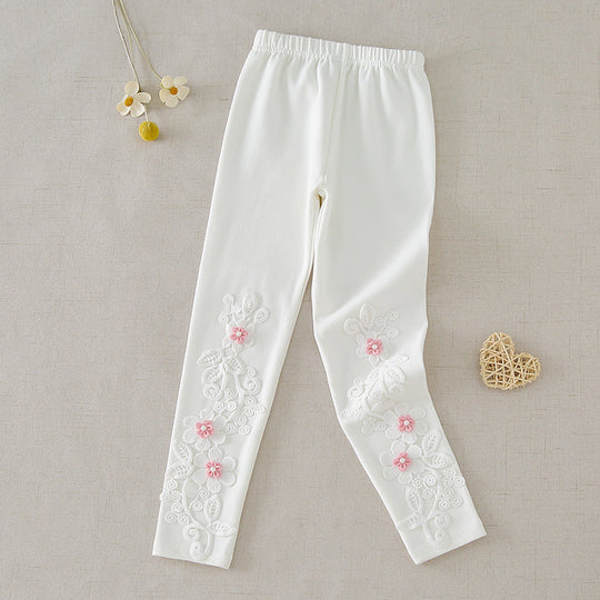 Mädchen Leggings mit floralen Stickereien EB
