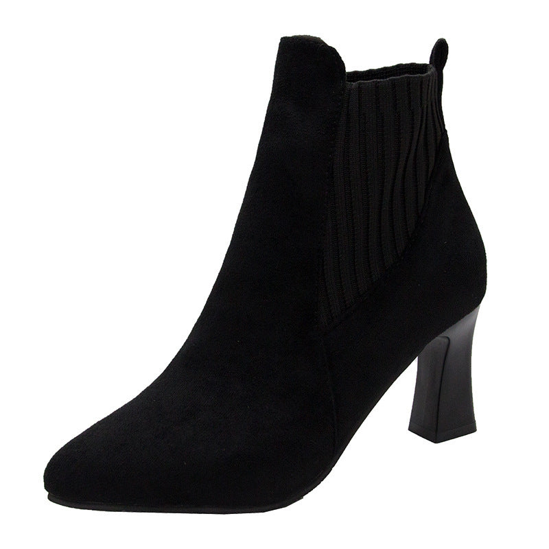 Damen nan spitze Ankleboots mit seitlichem Stretch-Einsatz und sculpted Blockabsatz EB