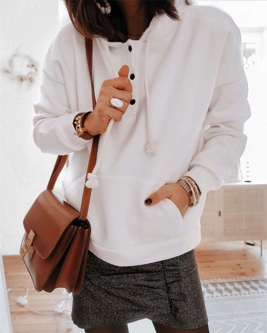 Damen Hoodie mit Knopfleiste und lässigem Schnitt EB