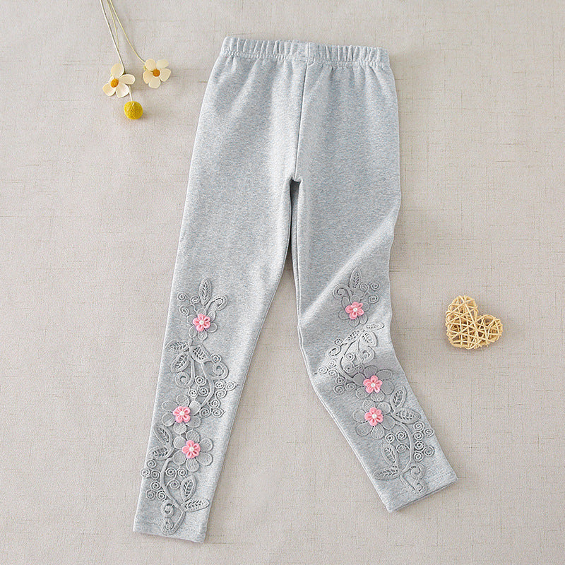 Mädchen Leggings mit floralen Stickereien EB