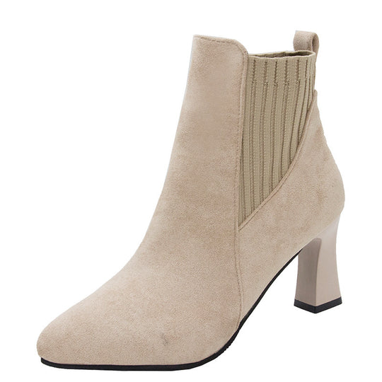 Damen nan spitze Ankleboots mit seitlichem Stretch-Einsatz und sculpted Blockabsatz EB