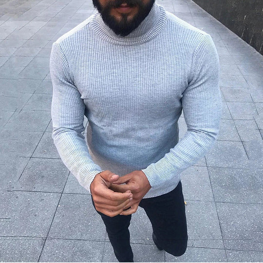 Herren Hochwertiger Strickrollkragenpullover EB