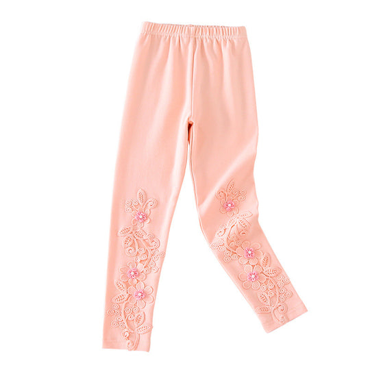Mädchen Leggings mit floralen Stickereien EB