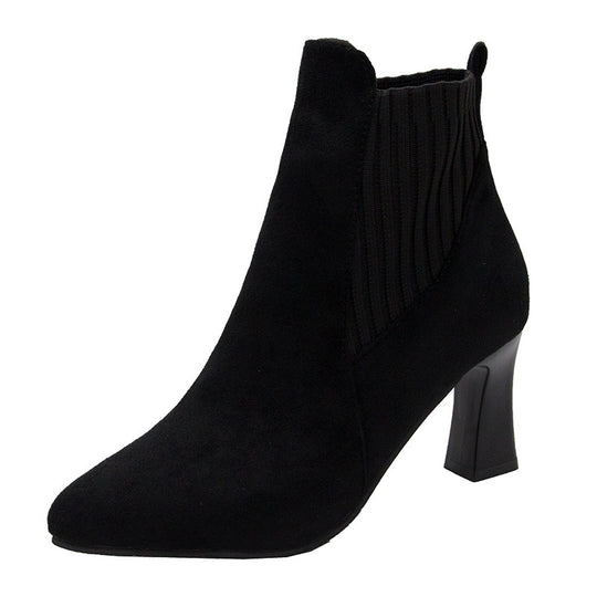 Damen nan spitze Ankleboots mit seitlichem Stretch-Einsatz und sculpted Blockabsatz EB