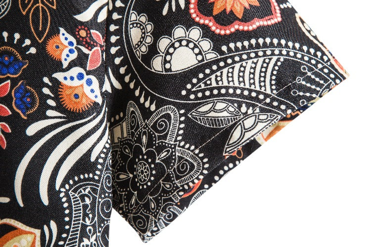 Damen Kurzarmbluse mit floralen Mustern und feiner Struktur EB