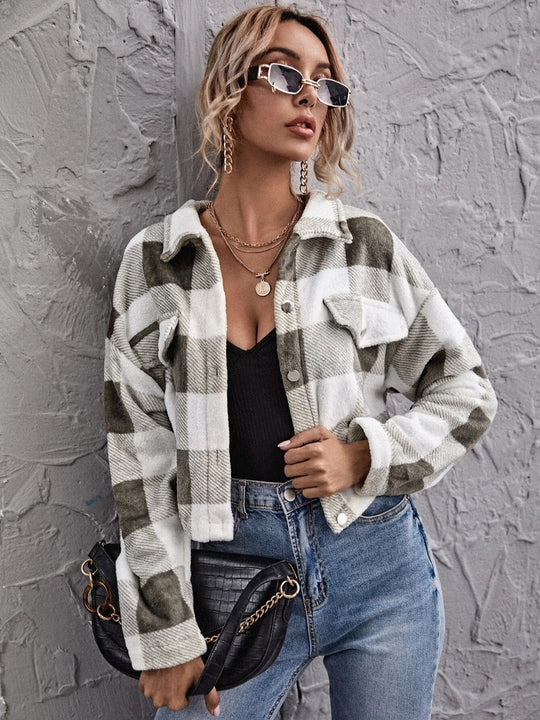 EB | Karierter Button-Down-Kragenjacke