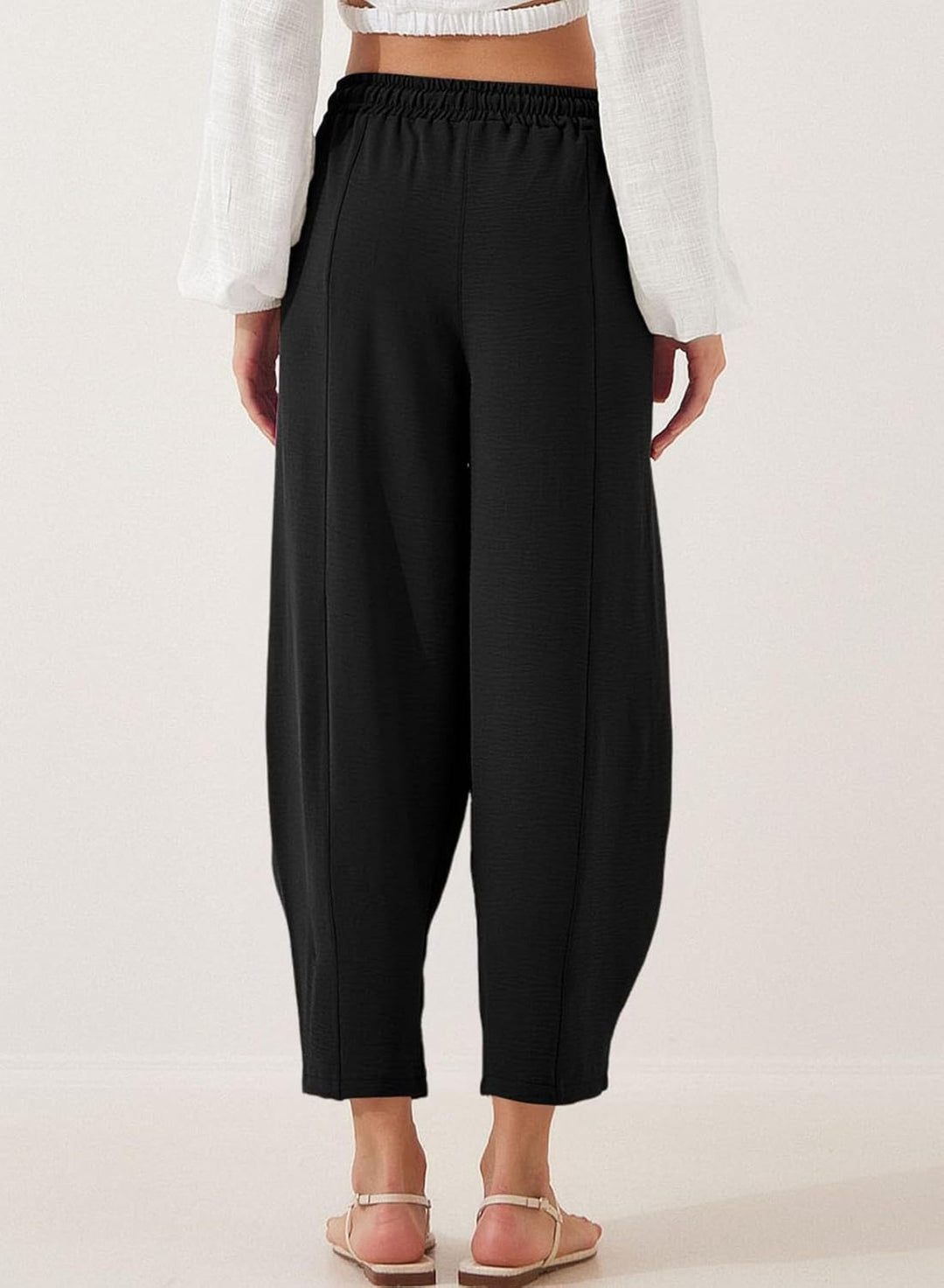 EB | Locker lässige Neun-Punkt-Hose mit Kordelzug und elastischer Taille