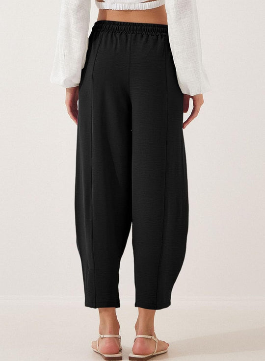 EB | Locker lässige Neun-Punkt-Hose mit Kordelzug und elastischer Taille
