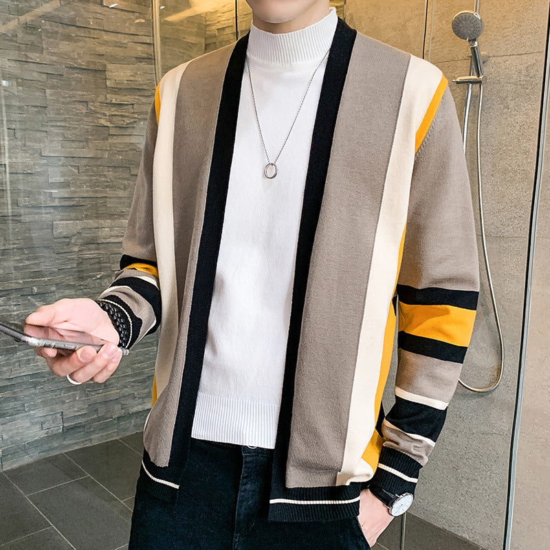 Herren Strickjacke mit modernem Farbblockdesign EB