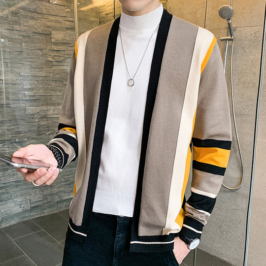 Herren Strickjacke mit modernem Farbblockdesign EB