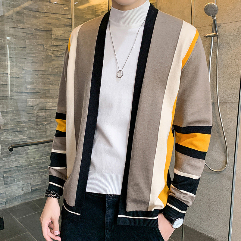 Herren Strickjacke mit modernem Farbblockdesign EB