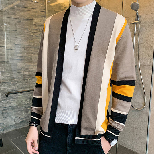 Herren Strickjacke mit modernem Farbblockdesign EB