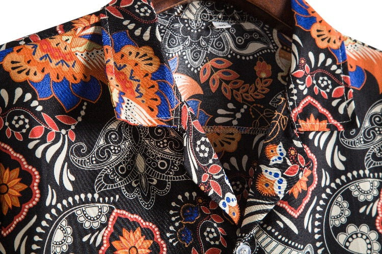 Damen Kurzarmbluse mit floralen Mustern und feiner Struktur EB
