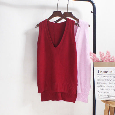 Damen Ärmelloses Stricktop mit V-Ausschnitt und Feinstrickstruktur EB