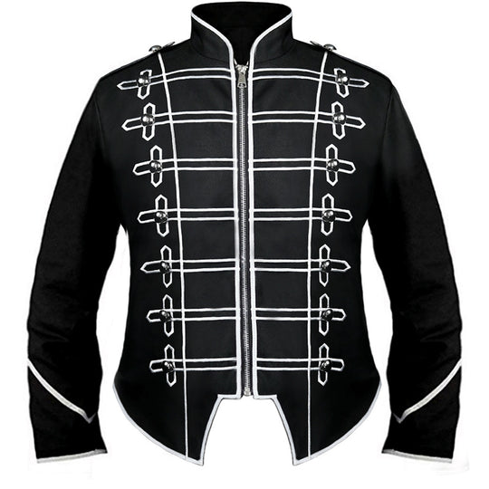 Herren nan Hussaren-Uniformjacke im Parade-Stil mit Stehkragen Zierkordeln und verdecktem Reißverschluss Eb