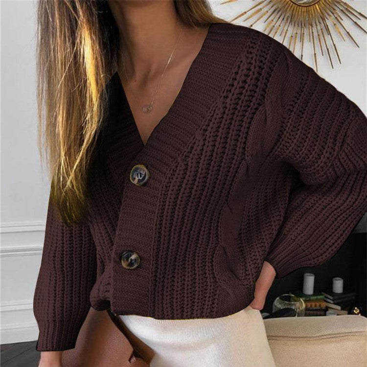 Damen Grobstrick-Cardigan mit Knopfverschluss und originellem Kabelmuster EB