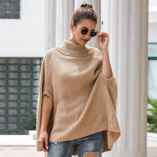 Damen Cape-Pullover mit strukturiertem Design und weitem Schnitt EB