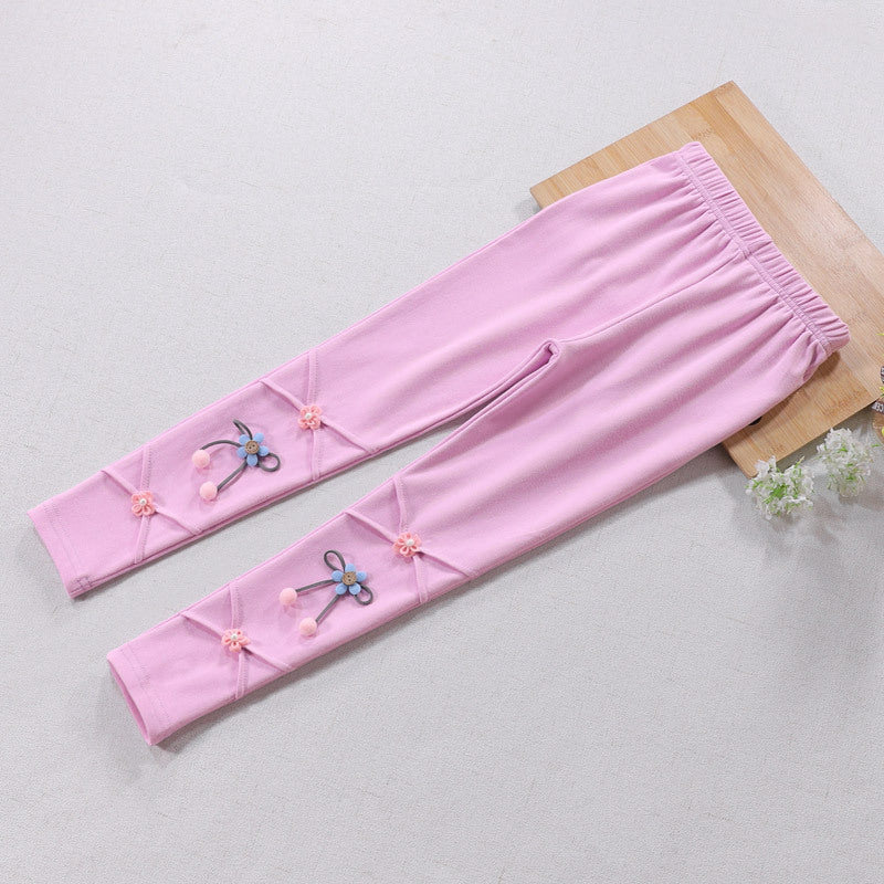 Mädchen Leggings mit floralen Applikationen EB
