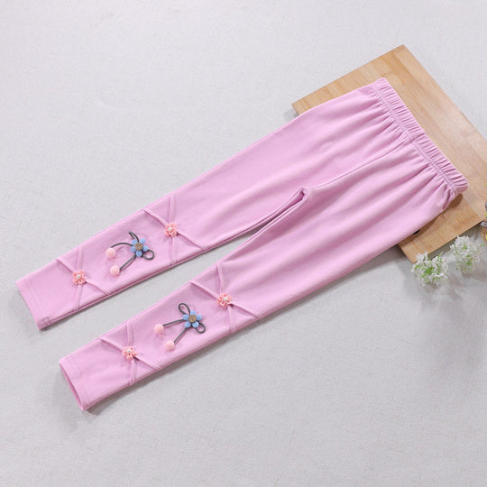Mädchen Leggings mit floralen Applikationen EB