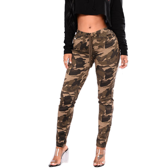 Damen Modische Cargohose mit seitlichen Taschen und verstellbarem Bund EB