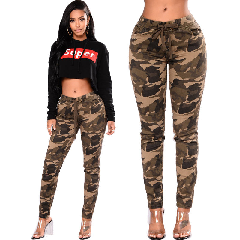Damen Modische Cargohose mit seitlichen Taschen und verstellbarem Bund EB
