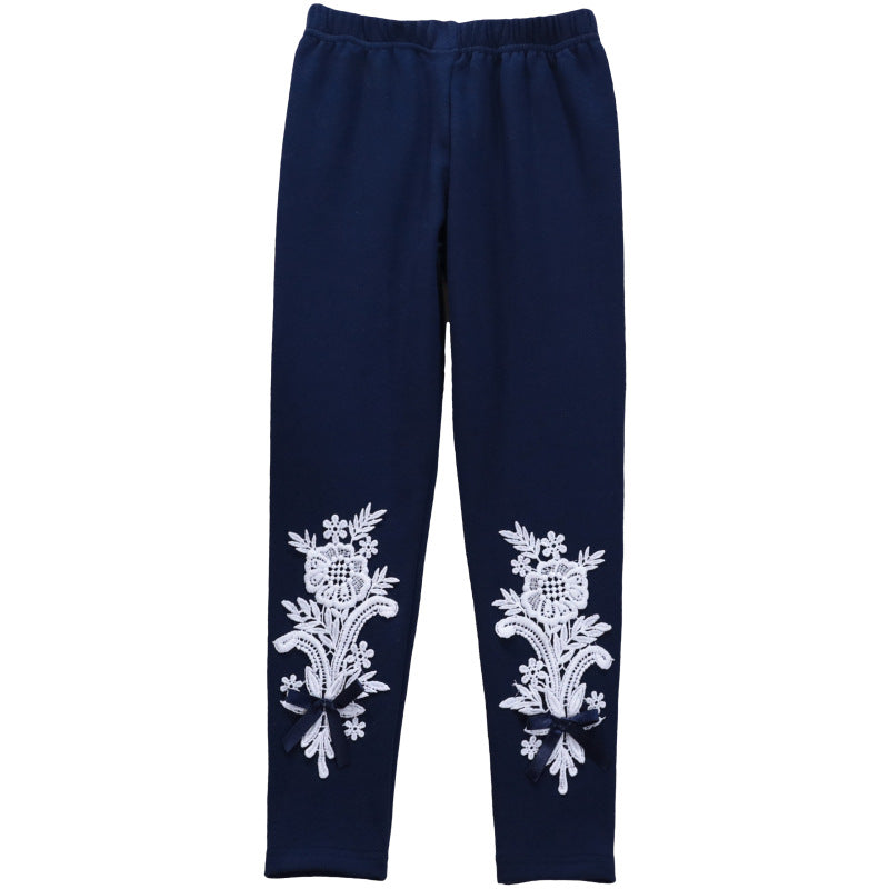 Damen Leggings mit elegantem Blumenstickdesign EB