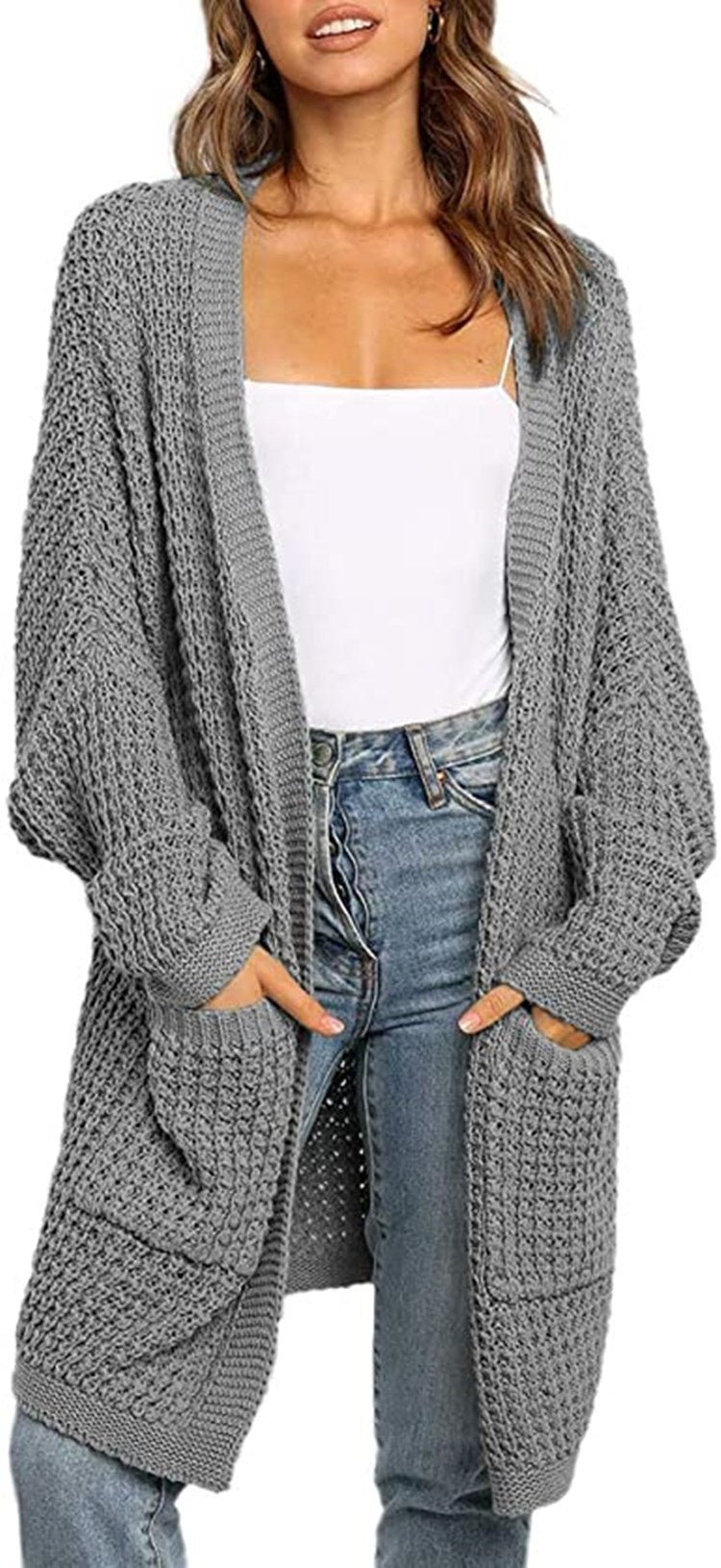 Damen Strickcardigan mit großzügigen Taschen und lockerer Passform EB