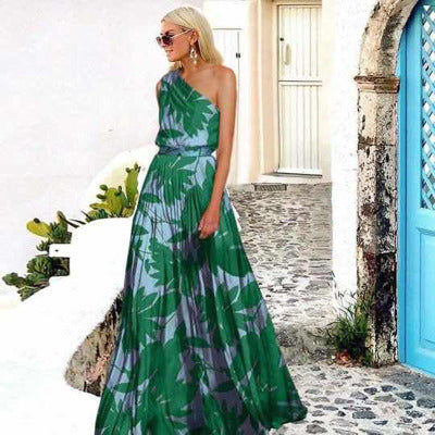 Damen Maxikleid mit asymmetrischem Oberteil und floralem Print EB