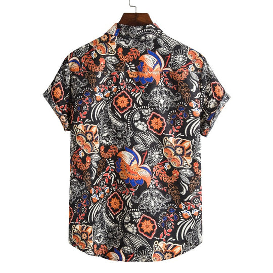 Damen Kurzarmbluse mit floralen Mustern und feiner Struktur EB