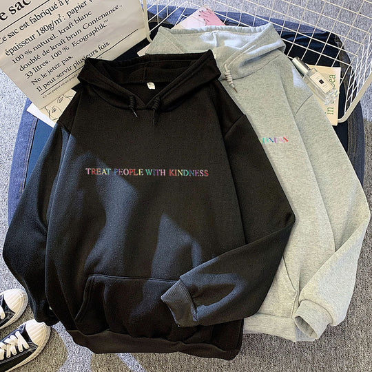 Damen nan lässiger Oversize-Kapuzenpullover mit holografischem Schriftzug, Kängurutasche und angerautem Fleece EB