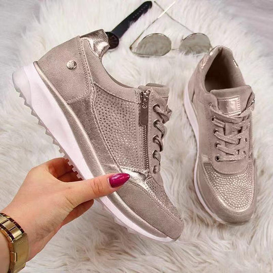 Damen Sportliche Sneakers mit atmungsaktiver Mesh-Oberfläche und modischem Reißverschluss EB